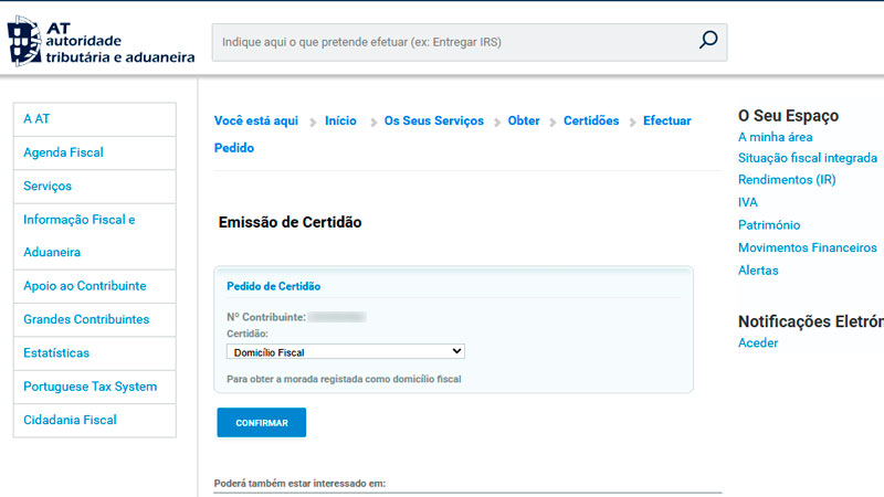 Como obter o comprovativo de morada no Portal das Finanças